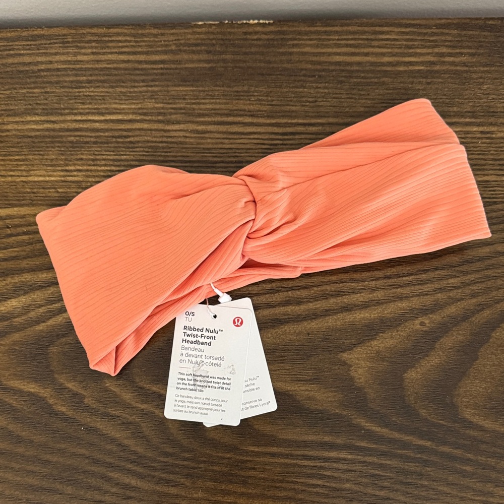 NWT lululemon athletica ribbed nulu coral twist front headband